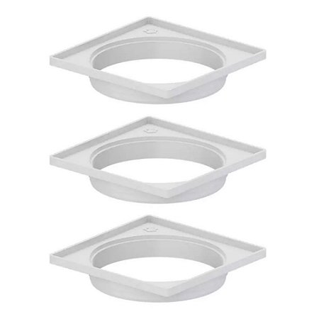 Kit 3 Porta Grelha Ralo Quadrado Caxilho Branco 150mm Tigre