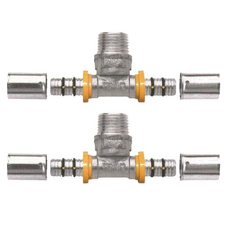 Kit 2 Te Tee p/ Gás Encanado 16mm RM 1/2'' Pex Multicamadas