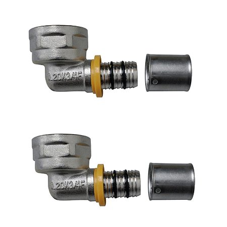 Kit 2 Conexão Joelho Cotovelo P/ Gás 90° 16mm RF 1/2'' Pex