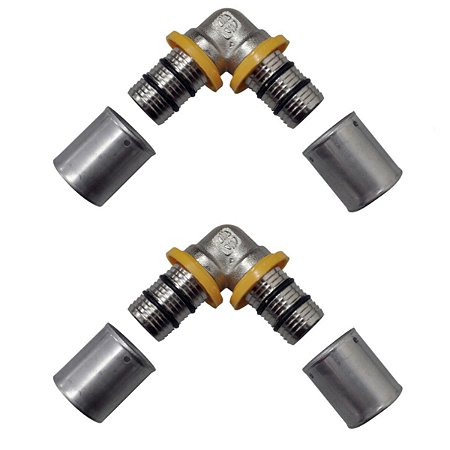 Kit 2 Joelho Cotovelo p/ Gás 16mm Prensar Pex Multicamadas