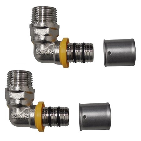 Kit 2 Joelho Cotovelo p/ Gás 16mm RM 1/2'' Pex Multicamadas