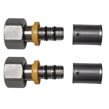 Kit 2 Conexão Rosca Móvel 1/2'' p/ Gás 16mm Pex Multicamadas