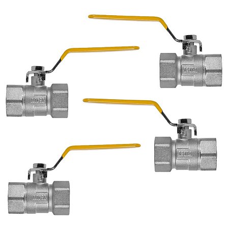 Kit 4 Registro Valvula Esférica Alavanca RF DN25 1'' Pex Gás