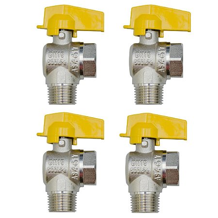 Kit 4 Registro Válvula Esférica 90° RM x RF 1/2'' Pex Gás