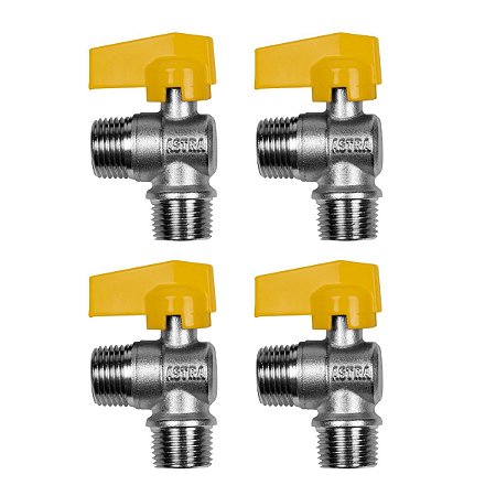 Kit 4 Registro Válvula Esférica 90° RM X RM 1/2'' Pex Gás