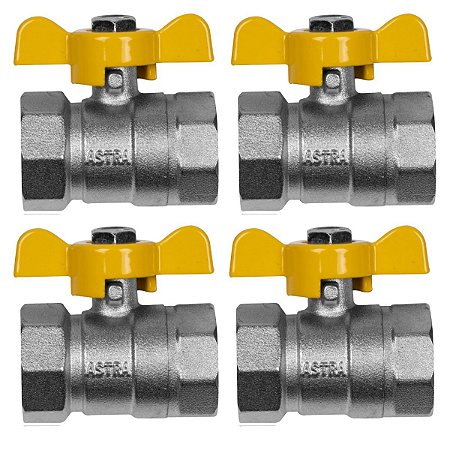 Kit 4 Registro Válvula Esfera Metálica RF X RF 1/2'' Pex Gás