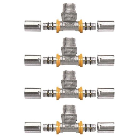 Kit 4 Te Tee p/ Gás Encanado 16mm RM 1/2'' Pex Multicamadas