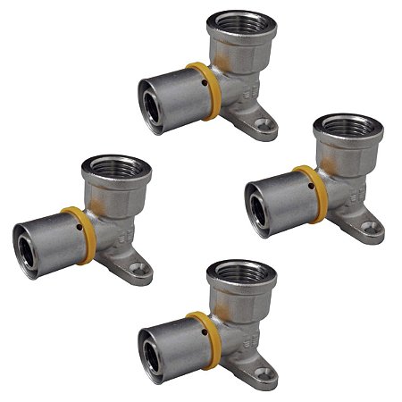 Kit 4 Joelho Cotovelo Base Fixa P/ Gás 16mm 1/2'' Pex Gás