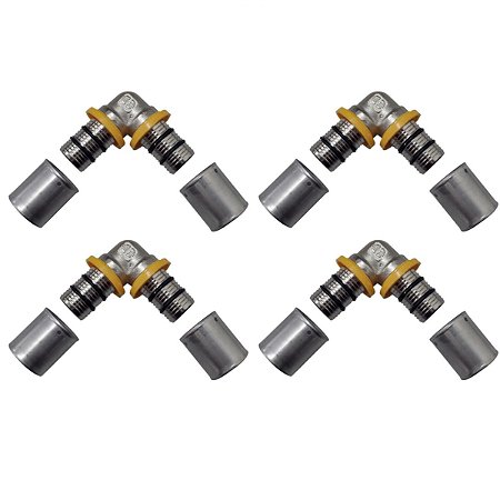 Kit 4 Joelho Cotovelo p/ Gás 16mm Prensar Pex Multicamadas