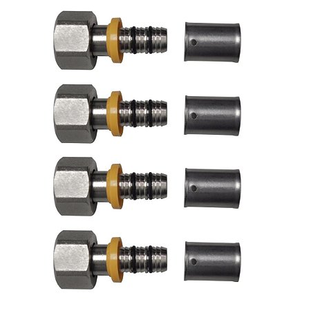 Kit 4 Conexão Rosca Móvel 1/2'' p/ Gás 16mm Pex Multicamadas