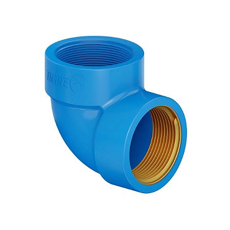 Joelho Cotovelo 90º PVC Soldável Rosca Latão 32mmx3/4'' Azul