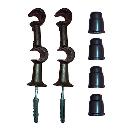 Kit 2 Suporte Varão Duplo Cortina C/ Ponteira 19-19mm Imbuia
