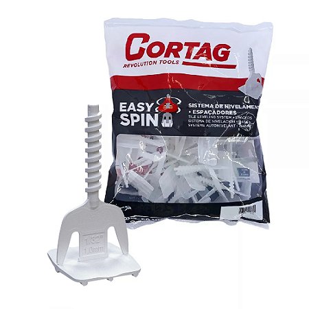 Kit 50 Espaçador Nivelador Piso Easy Spin Rosca 1mm Cortag