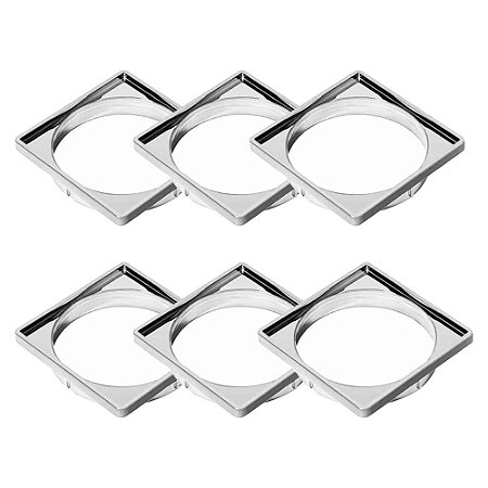 Kit 6 Porta Grelha Suporte Ralo Quadrado Cromado 100mm