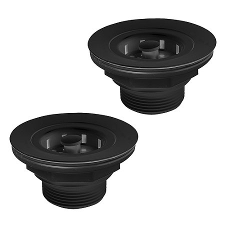 Kit 2 Válvula Americana Escoamento Pia 3.1/2'' Preta Estrela