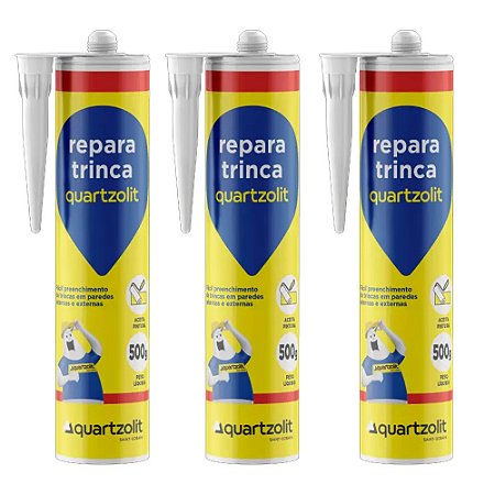 Kit 3 Selante Acrílico Repara Trinca Branco 500g Quartzolit