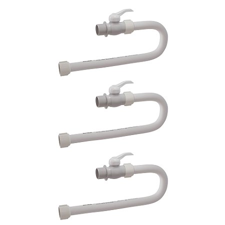 Kit 3 Engate Flexível Registro PVC Branco 1/2'' 40cm Estrela