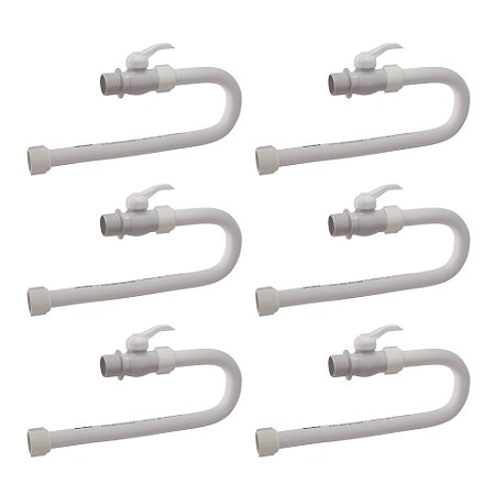 Kit 6 Engate Flexível Registro PVC Branco 1/2'' 40cm Estrela