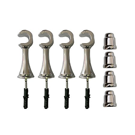 Kit 4 Suporte P/ Varão Cortina Com Ponteira 19mm Cromado