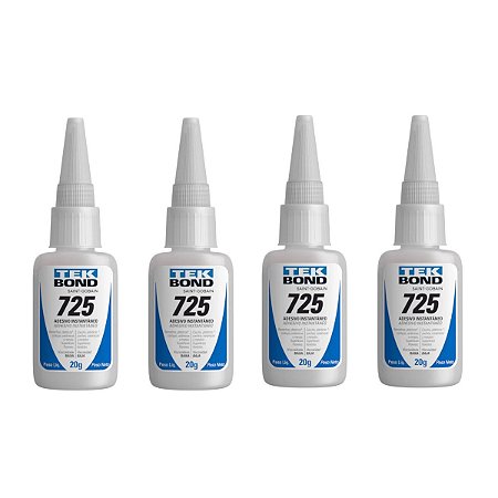 Kit 4 Cola Líquida Adesiva Seca Instantânea 20g 725 Tekbond