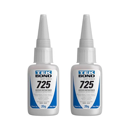 Kit 2 Cola Líquida Adesiva Seca Instantânea 20g 725 Tekbond