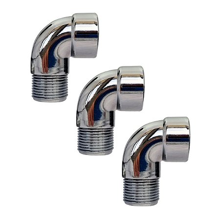 Kit 3 Joelho Cotovelo Curva Metal Cromado RM X RF 3/4'' X90°
