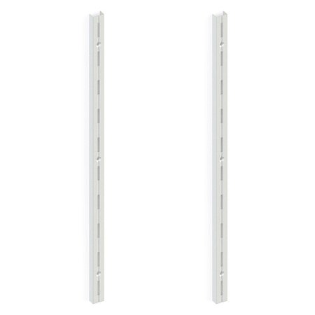 Kit 2 Trilho P/ Prateleira Cremalheira Aço Simples 1m Branco