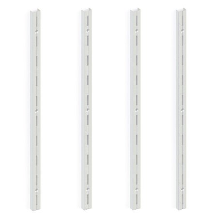 Kit 4 Trilho P/ Prateleira Cremalheira Aço Simples 1m Branco