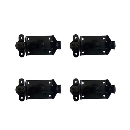 Kit 4 Trinco Fecho Chato Portão Porta Cadeado 5x3cm N0 Preto