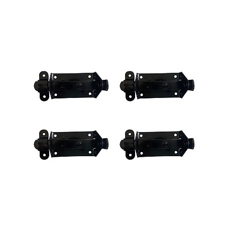 Kit 4 Trinco Fecho Chato Portão Porta Cadeado 11x5cm Preto