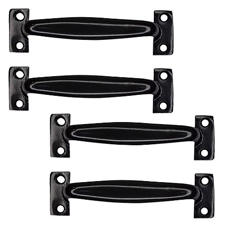 Kit 4 Puxador Tipo Alça Aço Porta Armário Gaveta 130mm Preto