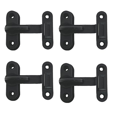 Kit 4 Tranqueta Trinco PVC P/ Porta Sanfonada Janela Preto