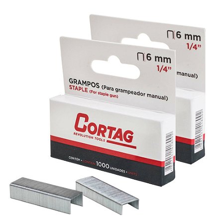 Kit 2000 Grampo 6mm 1/4'' Grampeador Pinador Manual Cortag