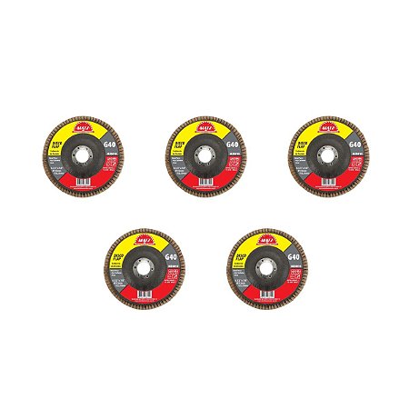 Kit 5 Disco Flap Desbaste Acabamento Grão 40 115x22,23 Matz