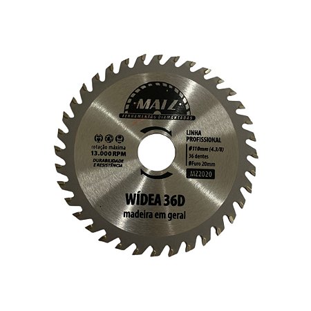 Disco Serra Wídea P/ Madeira 36 Dentes 110mm x 20mm Matz