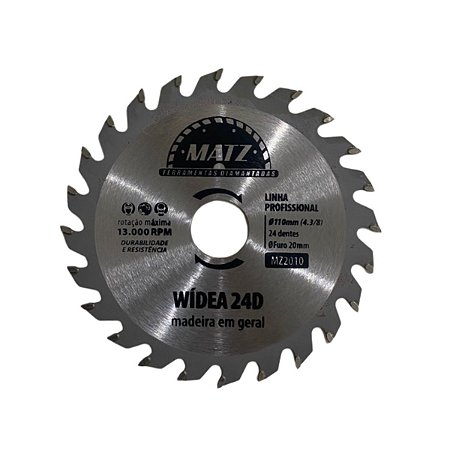 Disco Serra Wídea P/ Madeira 24 Dentes 110mm x 20mm Matz