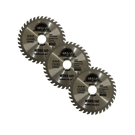 Kit 3 Disco Serra Wídea Madeira 36 Dentes 110mm x 20mm Matz