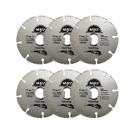Kit 6 Disco Segmentado Tungstênio Esmerilhadeira 110x22,23mm