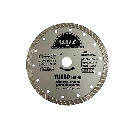 Disco De Corte Diamantado Turbo Hard 10mm 180x22,23mm Matz
