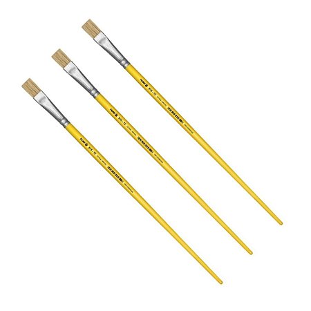 Kit 3 Pincel Chato Longo Cerda Natural 815-12 Nº12 Tigre