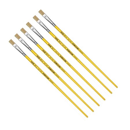 Kit 6 Pincel Chato Longo Cerda Natural 815-8 Nº8 Fino Tigre