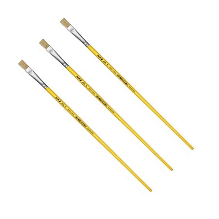 Kit 3 Pincel Chato Longo Cerda Natural 815-8 Nº8 Fino Tigre