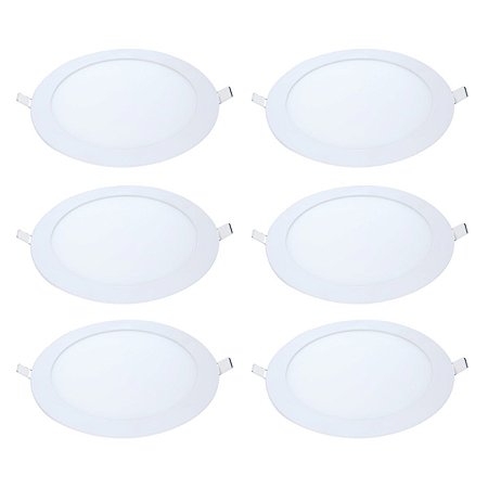 Kit 6 Painel LED Embutir Redondo Luz Fria 6500K 24W 29cm