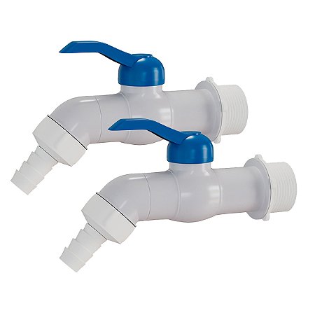 Kit 2 Torneira Esfera PVC Jardim Tanque 1/2'' 3/4'' Branca