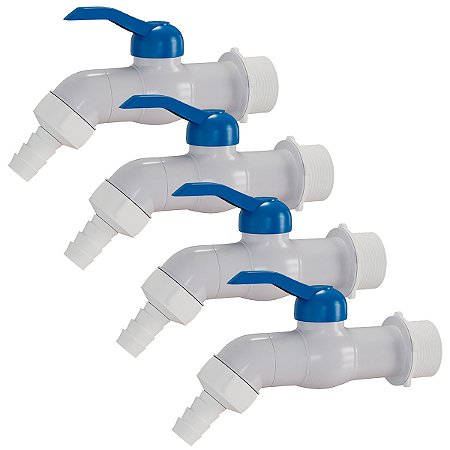 Kit 4 Torneira Esfera PVC Jardim Tanque 1/2'' 3/4'' Branca