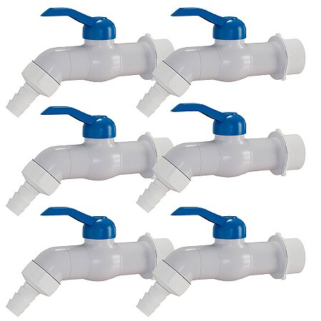 Kit 6 Torneira Esfera PVC Jardim Tanque 1/2'' 3/4'' Branca