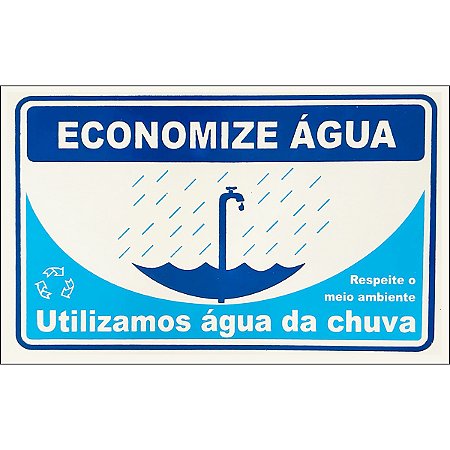 Placa Aviso Sinalização Economize Água 30cmx20cm PVC