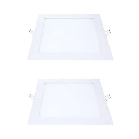 Kit 2 Painel LED Embutir Quadrado Luz Branca 6500K 24W 29cm