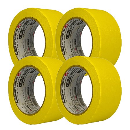 Kit 4 Fita Crepe Pintura Automotiva Amarela 48mm x 40m Adere