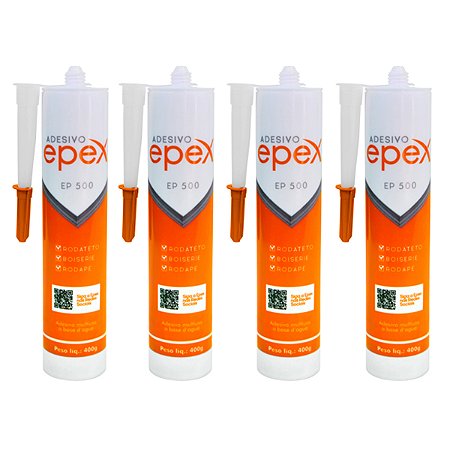 Kit 4 Cola Adesivo EP500 Rodateto Rodapé Boiserie 400g Epex